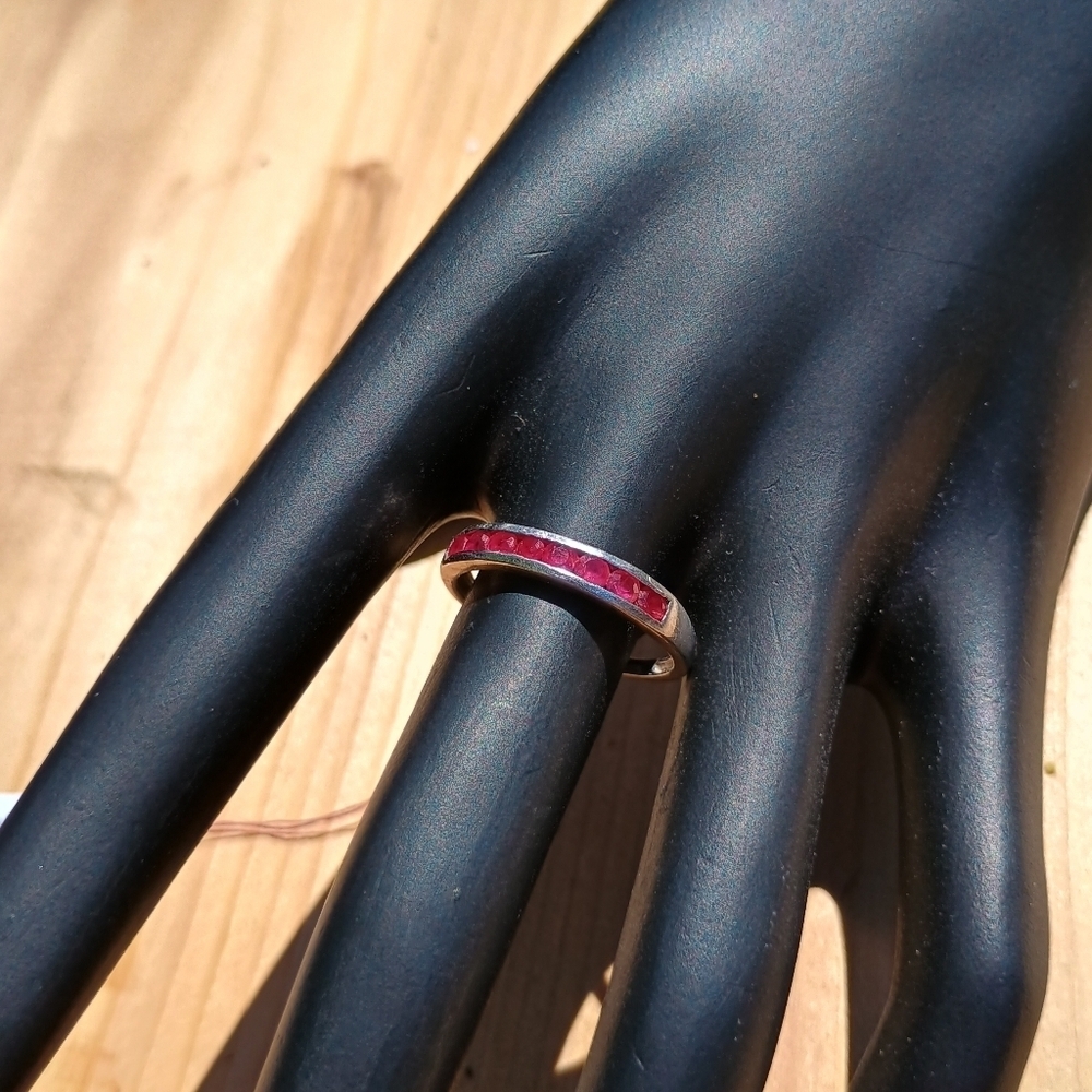 Ruby Gemstone And Sterling Silver Ring Size 8